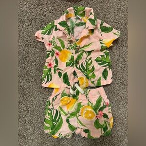 Old Navy Kids Pajama Set - Pink and Green Tropical Print